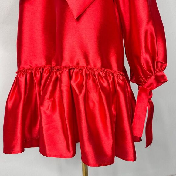 Akira Puff Sleeve Drop Waist Mini Red Dress S Holiday Party Christmas Coquette - Picture 11 of 16